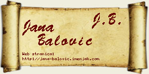 Jana Balović vizit kartica